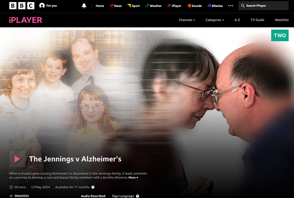 The Jennings vs Alzheimer's BBC2 documentary