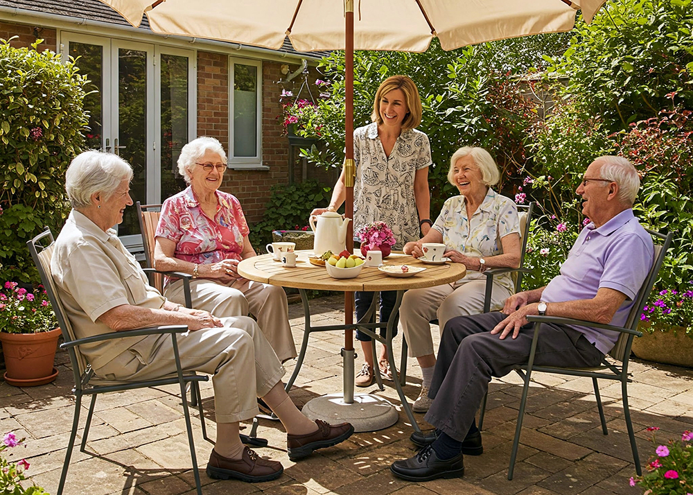 Dementia day club - enjoying the sunshine - Tapestry Day Club
